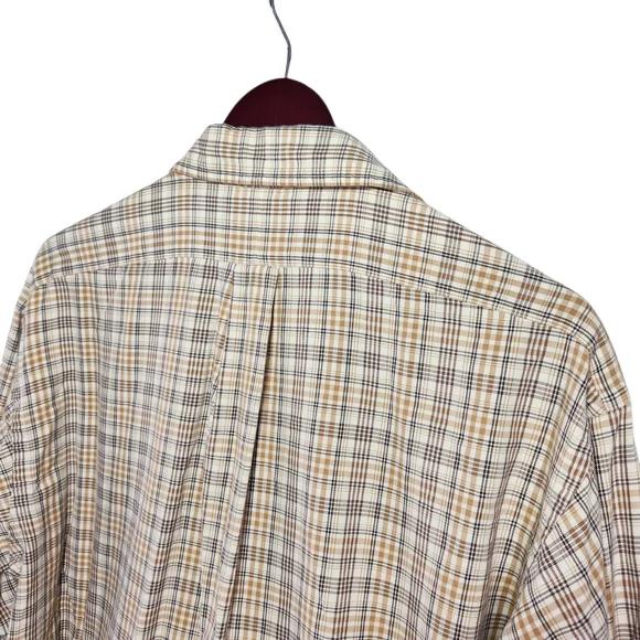 Ralph Lauren Blake Plaid Button Down Shirt Mens Medium Brown Tan Cotton Classic - Picture 11 of 14